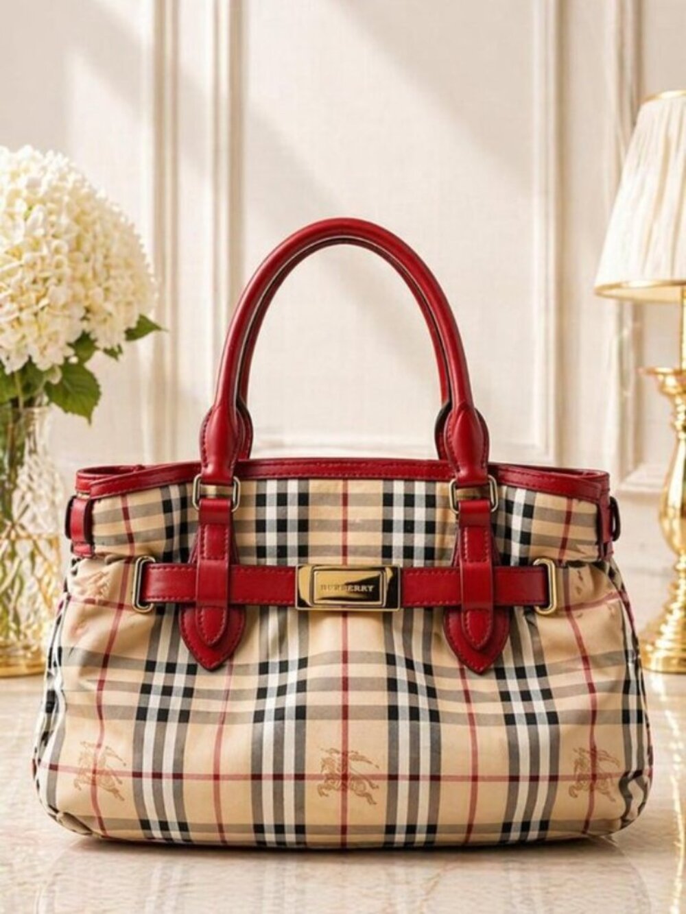 Authentic Burberry Canvas Satchel 288-022026